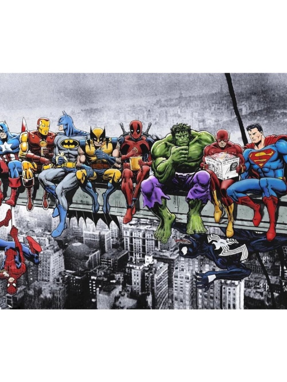 Superheroes Lunch on top of a Skyscraper Poster 24 x 36 inches